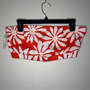 Forever 21 Womens M Red Hawaiian Print Floral Bandeau Tube Top 100% Cotton NEW